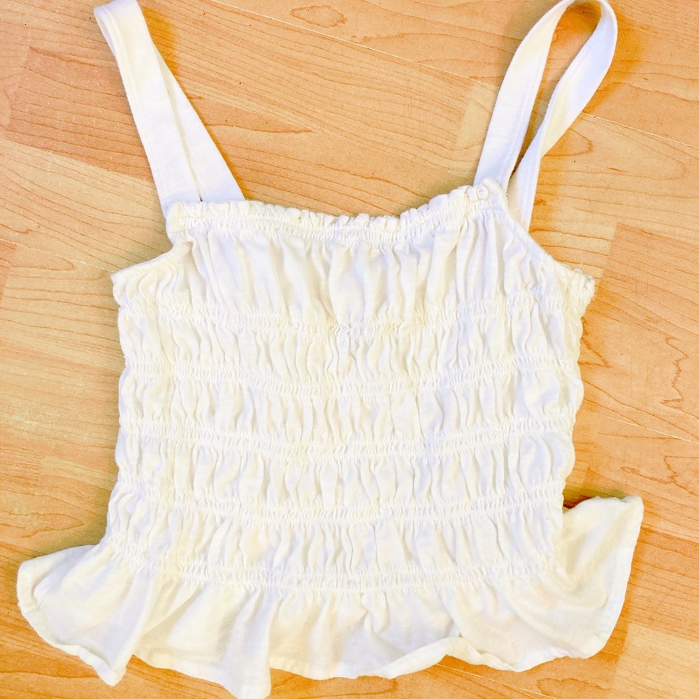 Universal Threads Target ruched white cotton tank top stretchy comfortable - Picture 3 of 7